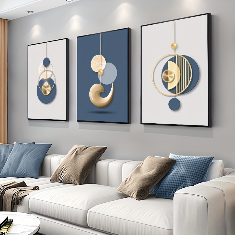 Luxury Lifestyle Furniture - 3pcs Modern Wall Art Painting Golden