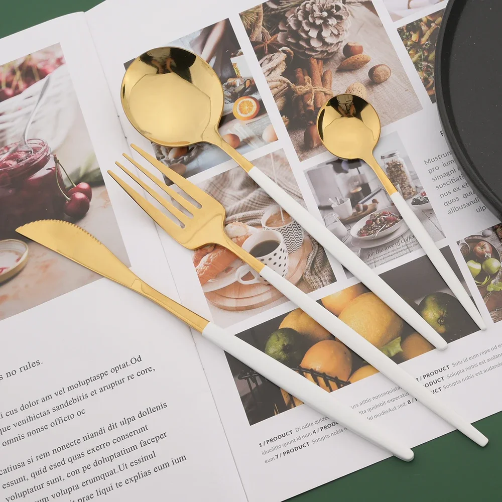 16/24/32/48Pcs Dinnerware Set  - Gold Plated Cutlery recension och pris