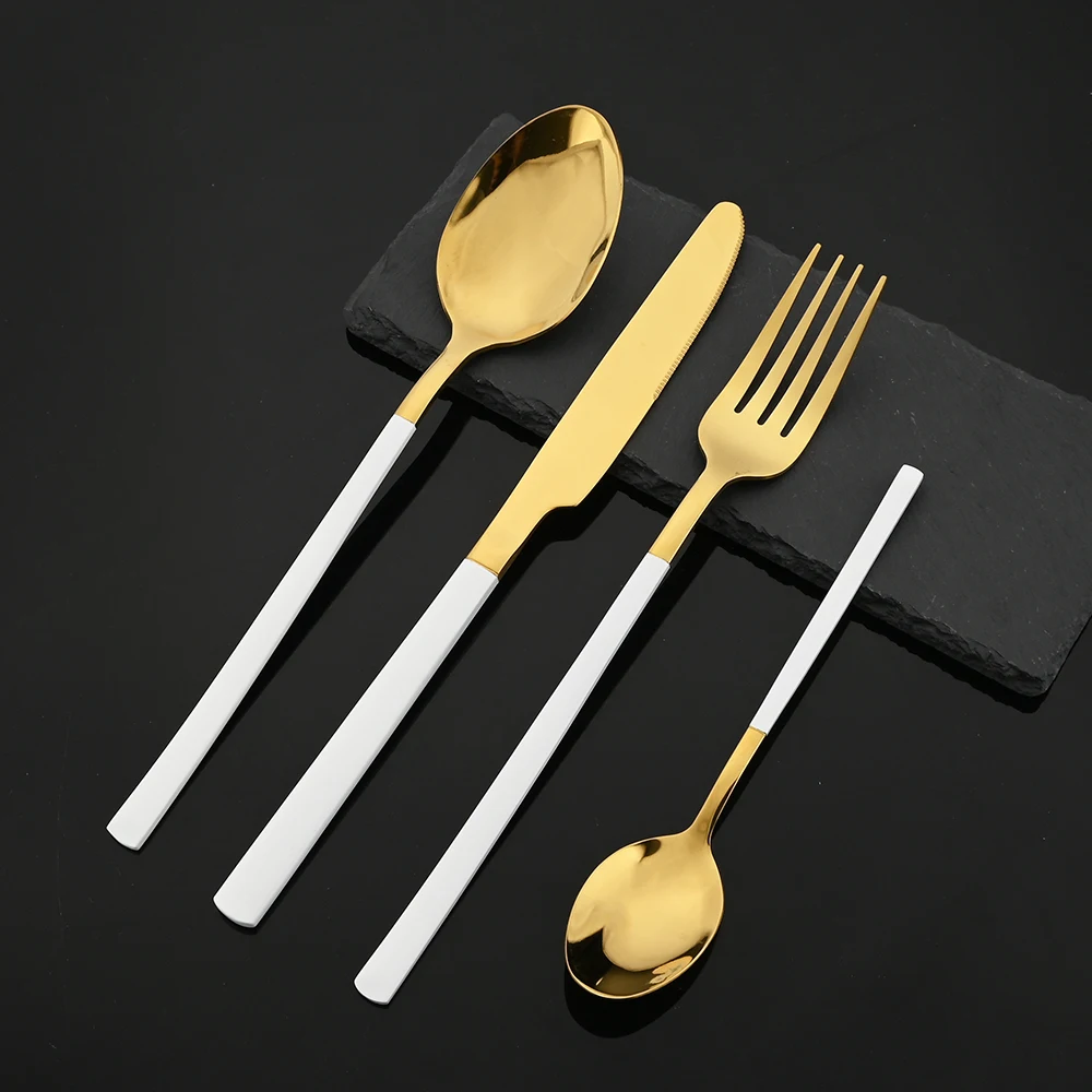 16Pcs Black Gold Cutlery Set S - Gold Plated Cutlery recension och pris