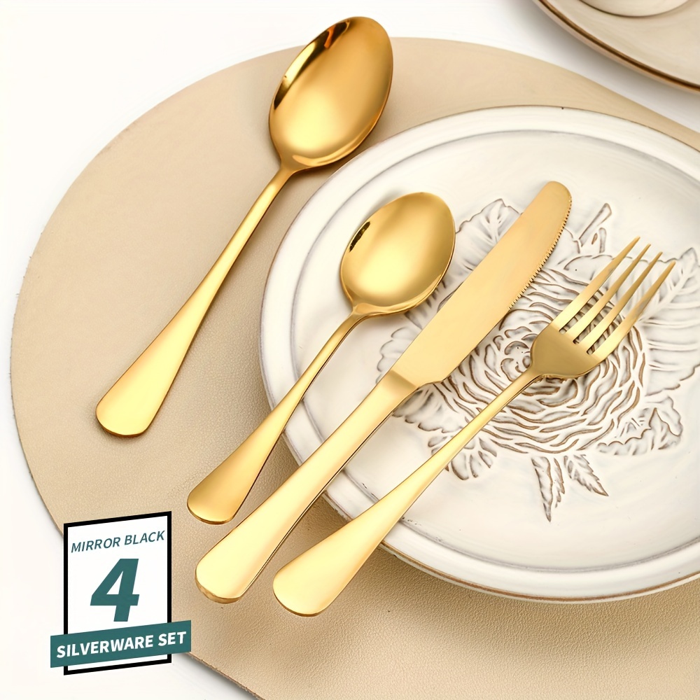 24pcs Elegant Stainless Steel  - Gold Plated Cutlery recension och pris