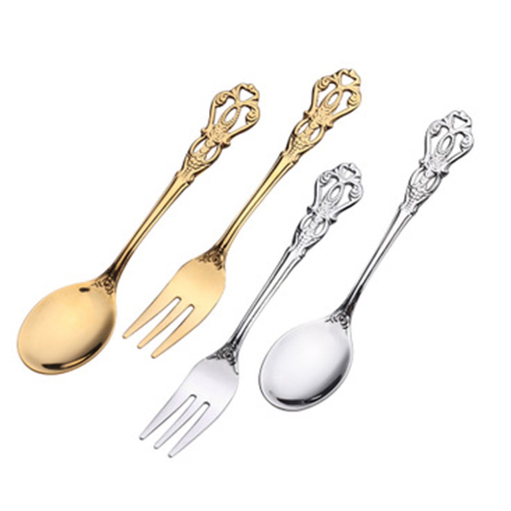 1 Pair Vintage Gold Spoon Fork - Gold Plated Cutlery recension och pris