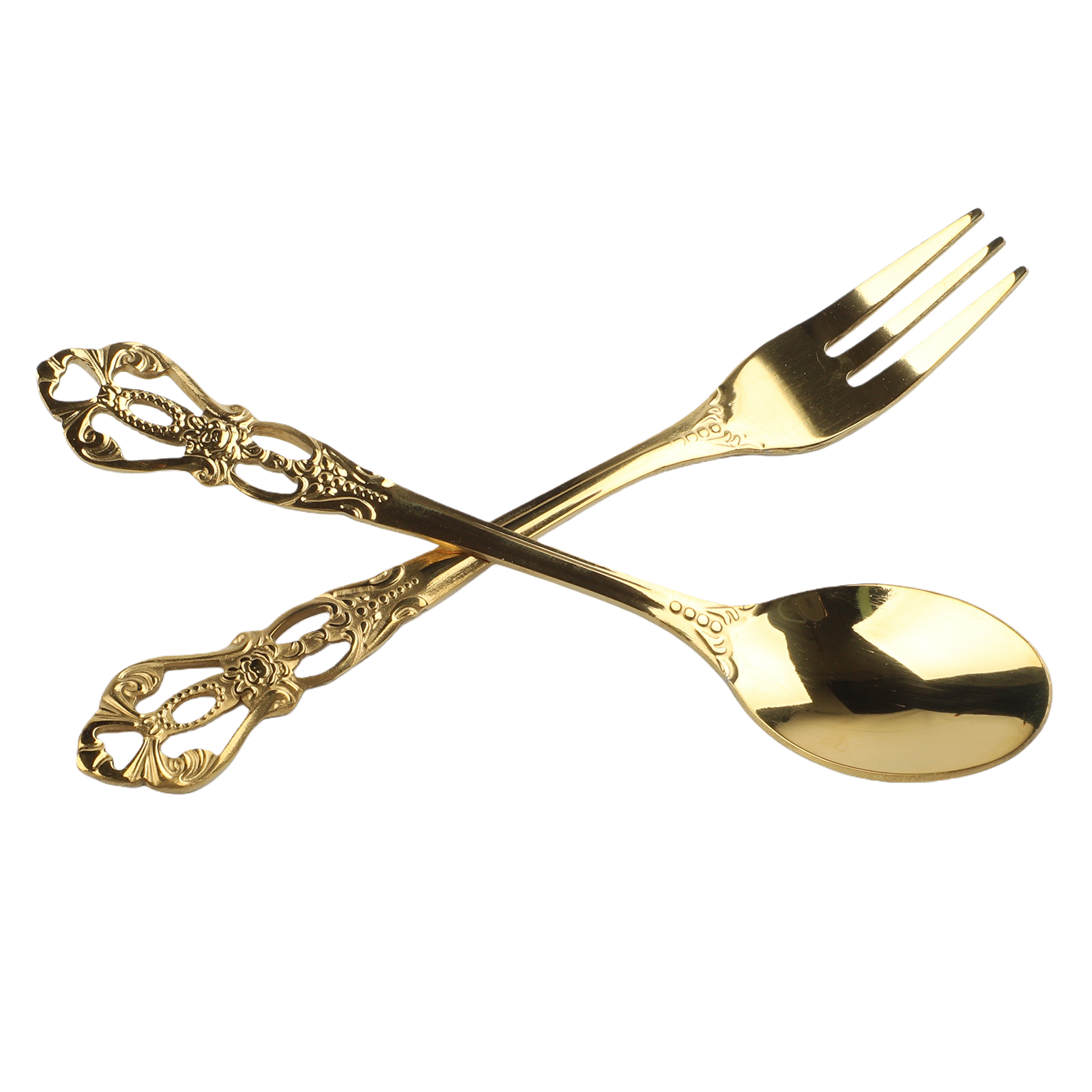 1 Pair Vintage Gold Spoon Fork - Gold Plated Cutlery recension och pris