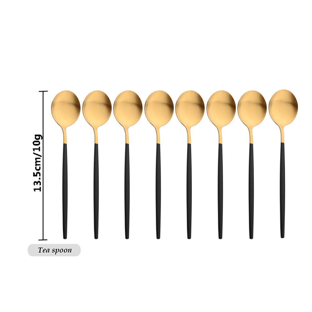 Drmfiy Black Handle Gold Coffe - Gold Plated Cutlery recension och pris