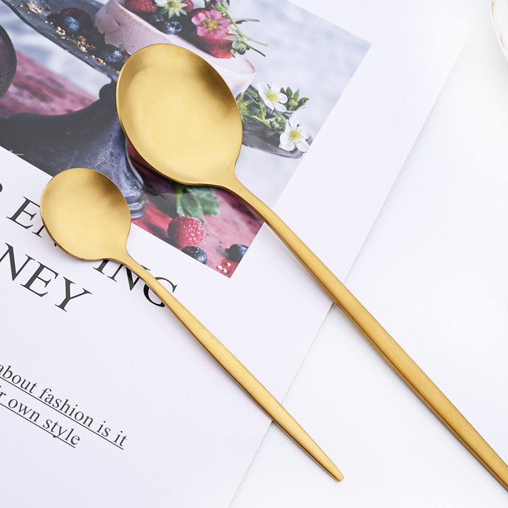Drmfiy Black Handle Gold Coffe - Gold Plated Cutlery recension och pris