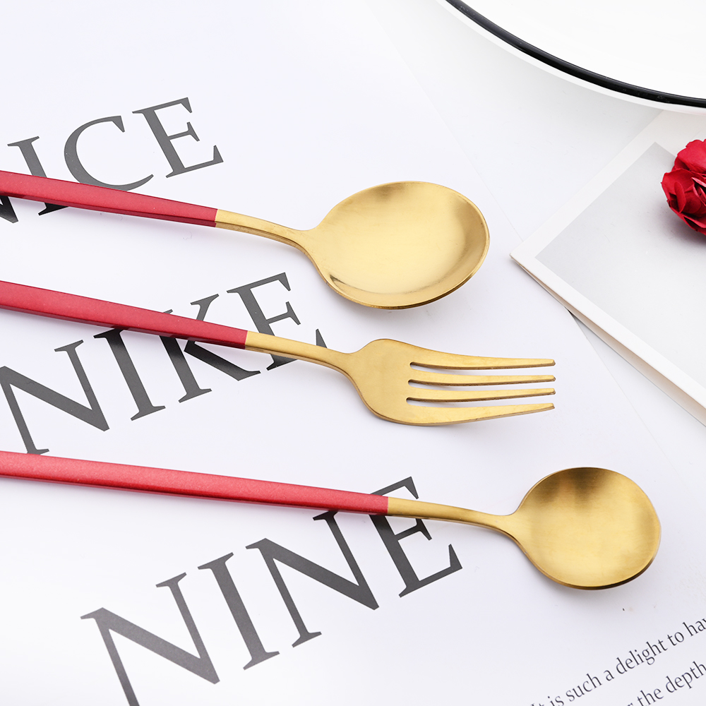 Drmfiy Black Handle Gold Coffe - Gold Plated Cutlery recension och pris