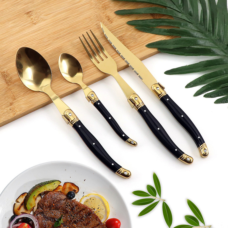 Laguiole Black Gold Cutlery Se - Gold Plated Cutlery recension och pris