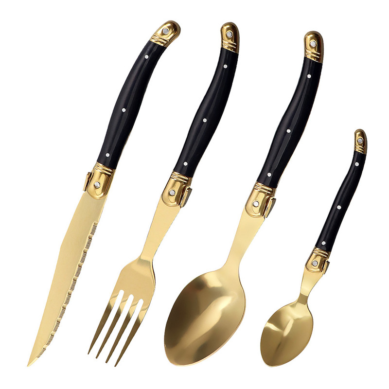 Laguiole Black Gold Cutlery Se - Gold Plated Cutlery recension och pris