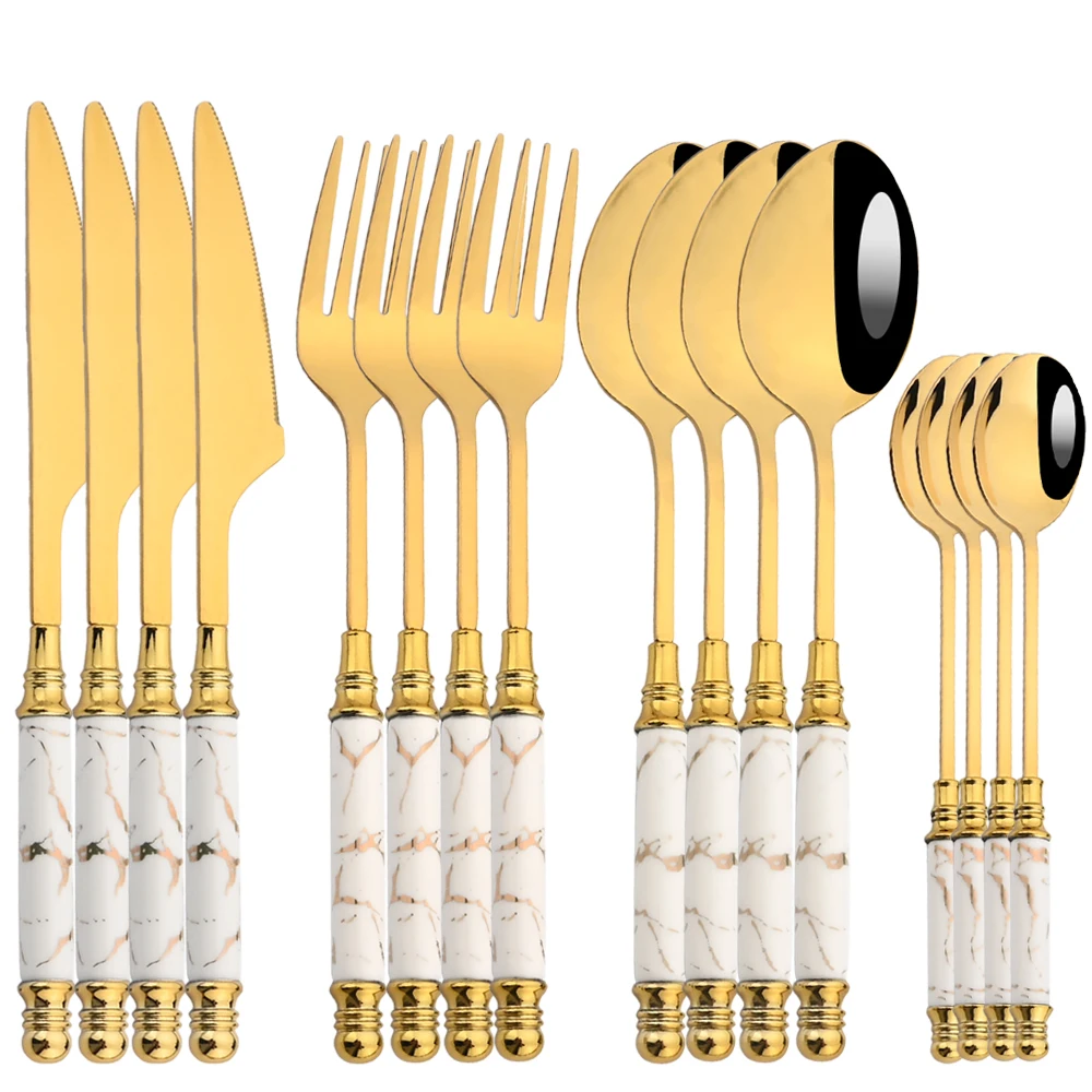 16Pcs Tableware Set Cutlery Se - Gold Plated Cutlery recension och pris