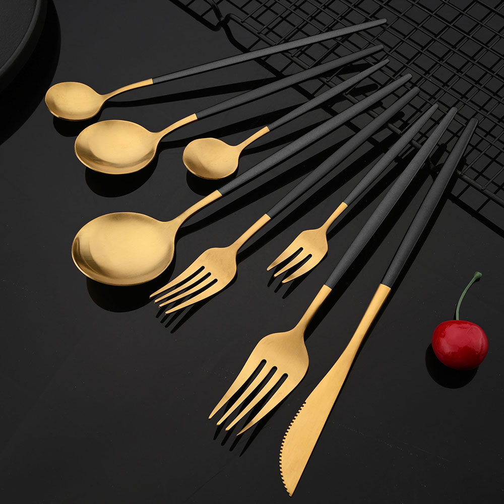 Tableware Stainless Steel Blac - Gold Plated Cutlery recension och pris