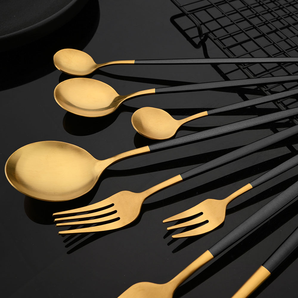Tableware Stainless Steel Blac - Gold Plated Cutlery recension och pris