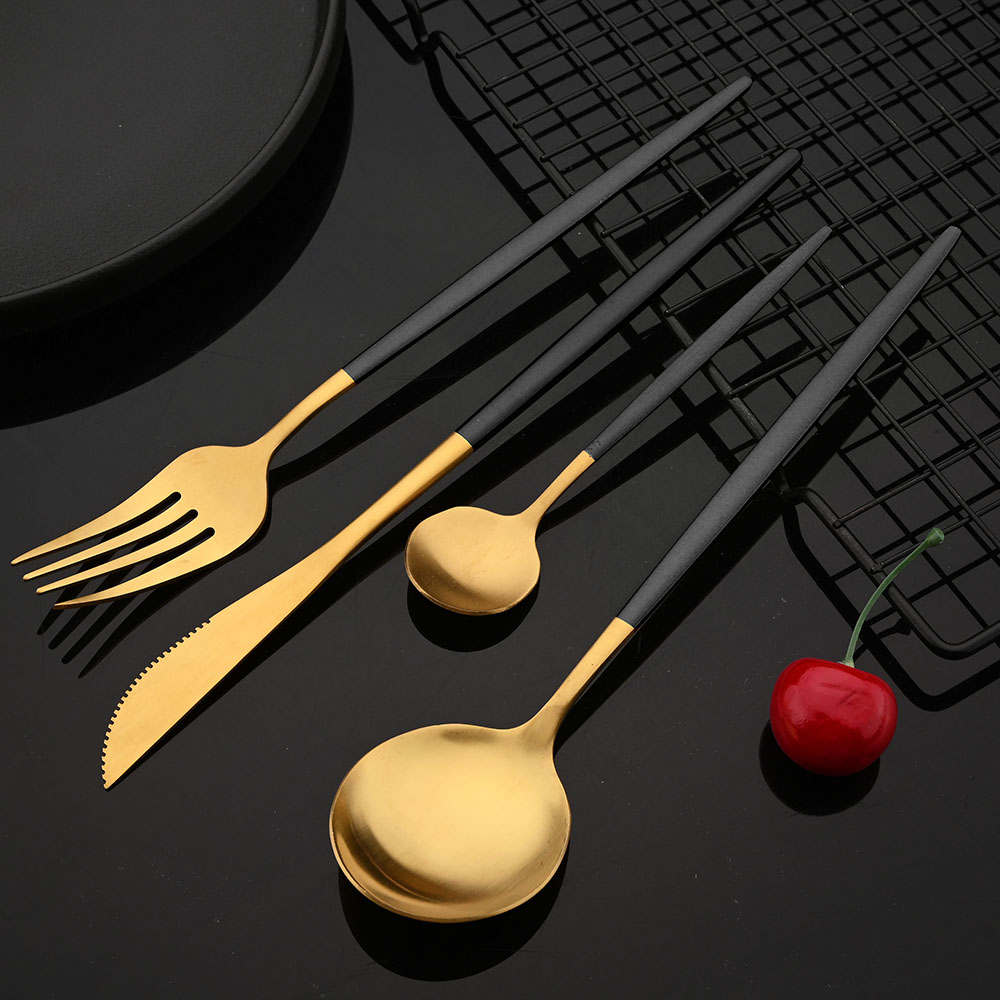 Tableware Stainless Steel Blac - Gold Plated Cutlery recension och pris